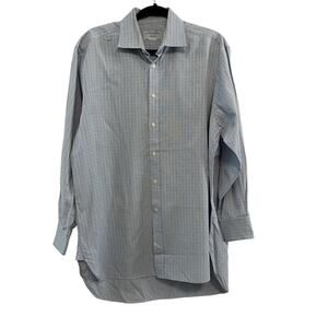 Charles Tyrwhitt Blue Yellow Check Long Sleeve Button Front Dress Shirt 16.5/33